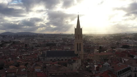Beautiful-light-cinematic-drone-shot-over-the-church-Sainte-Anne-in-Montpellier
